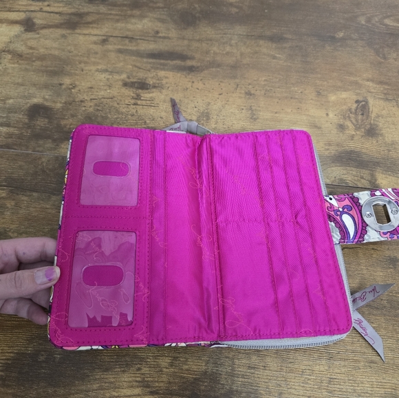 Vera Bradley Vibrant Pink and Gray Women's Wallet - Picture 7 of 9